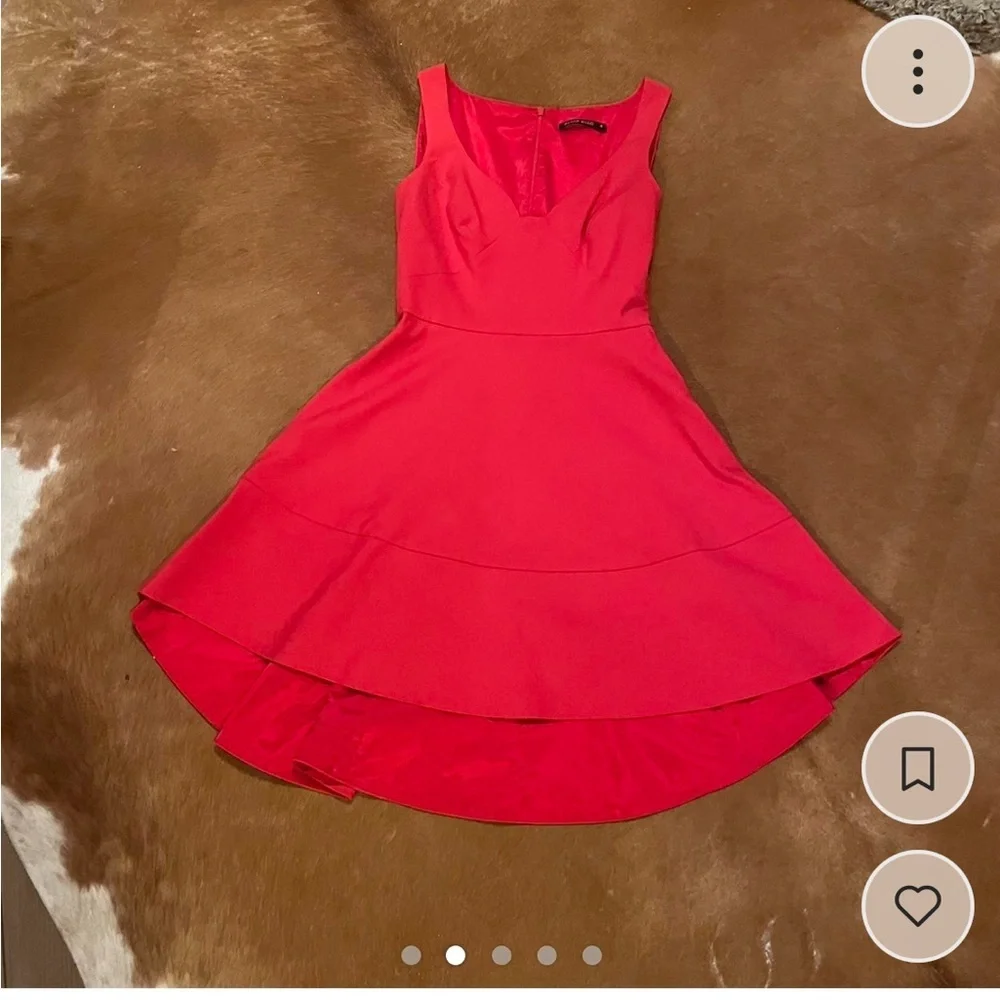 Black halo red high low dress with super beautiful neckline - Picture 2 of 5